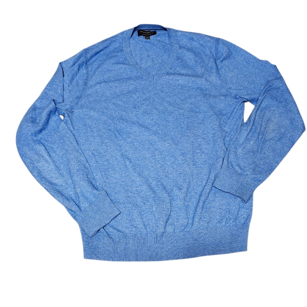 Banana Republic Factory 100% cotton heather blue V-neck sweater men's medium‎